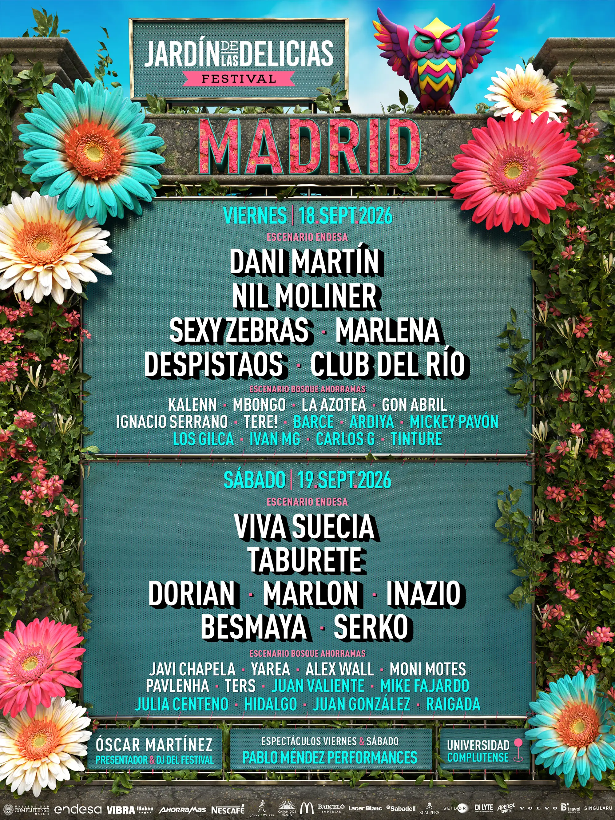 Cartel artistas Jardin de las Delicias