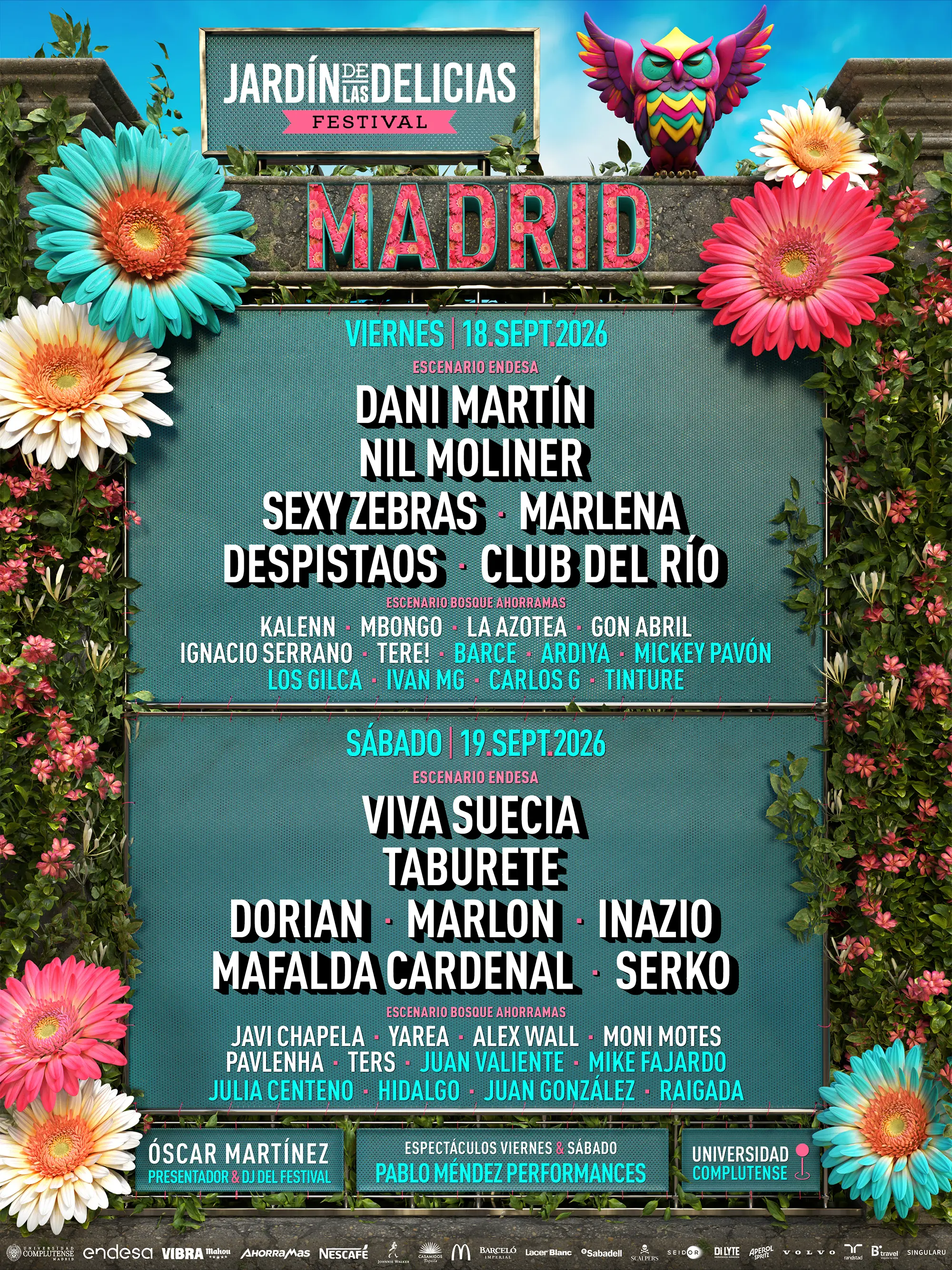 Cartel artistas Jardin de las Delicias