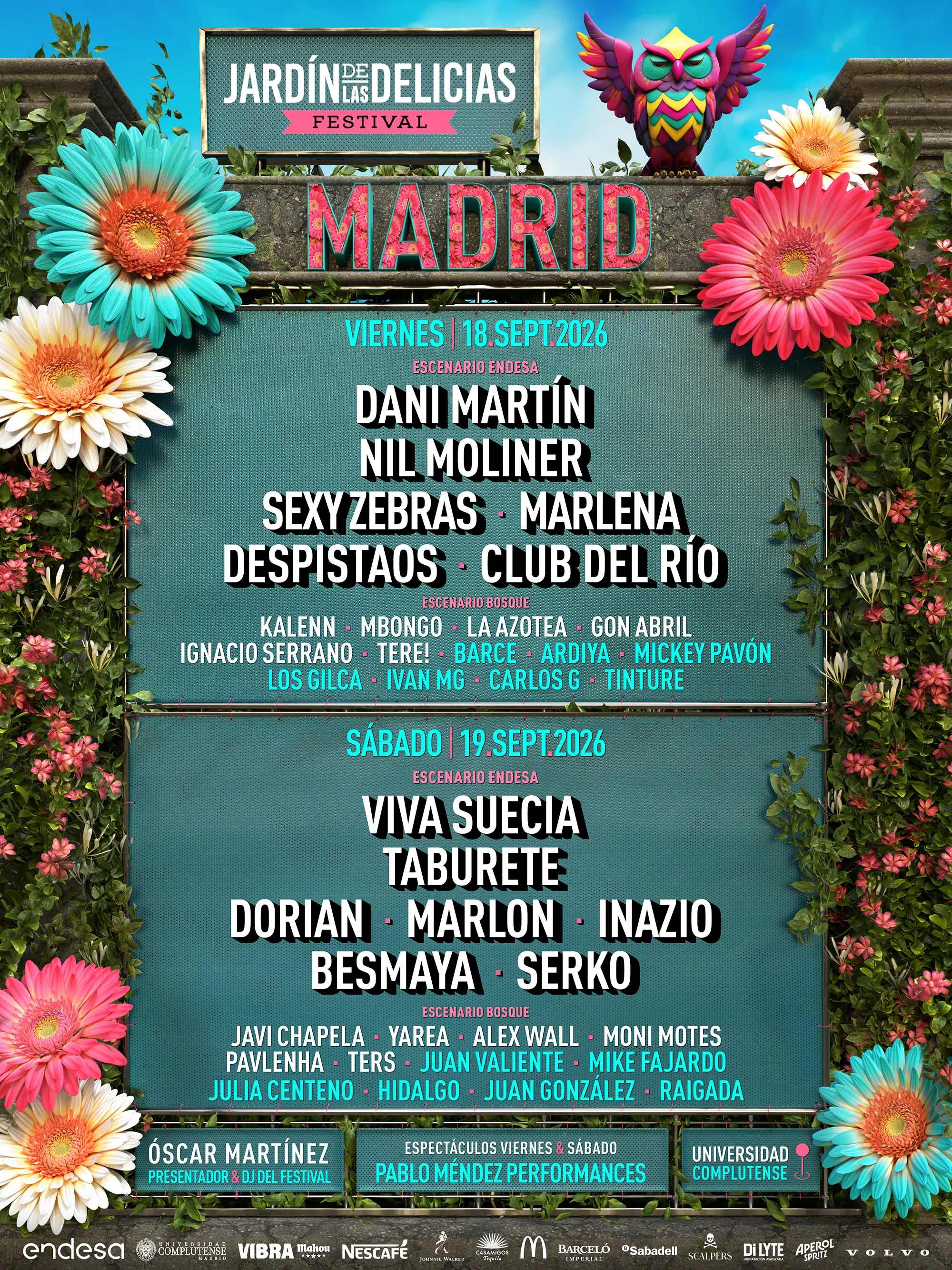 Cartel artistas Jardin de las Delicias