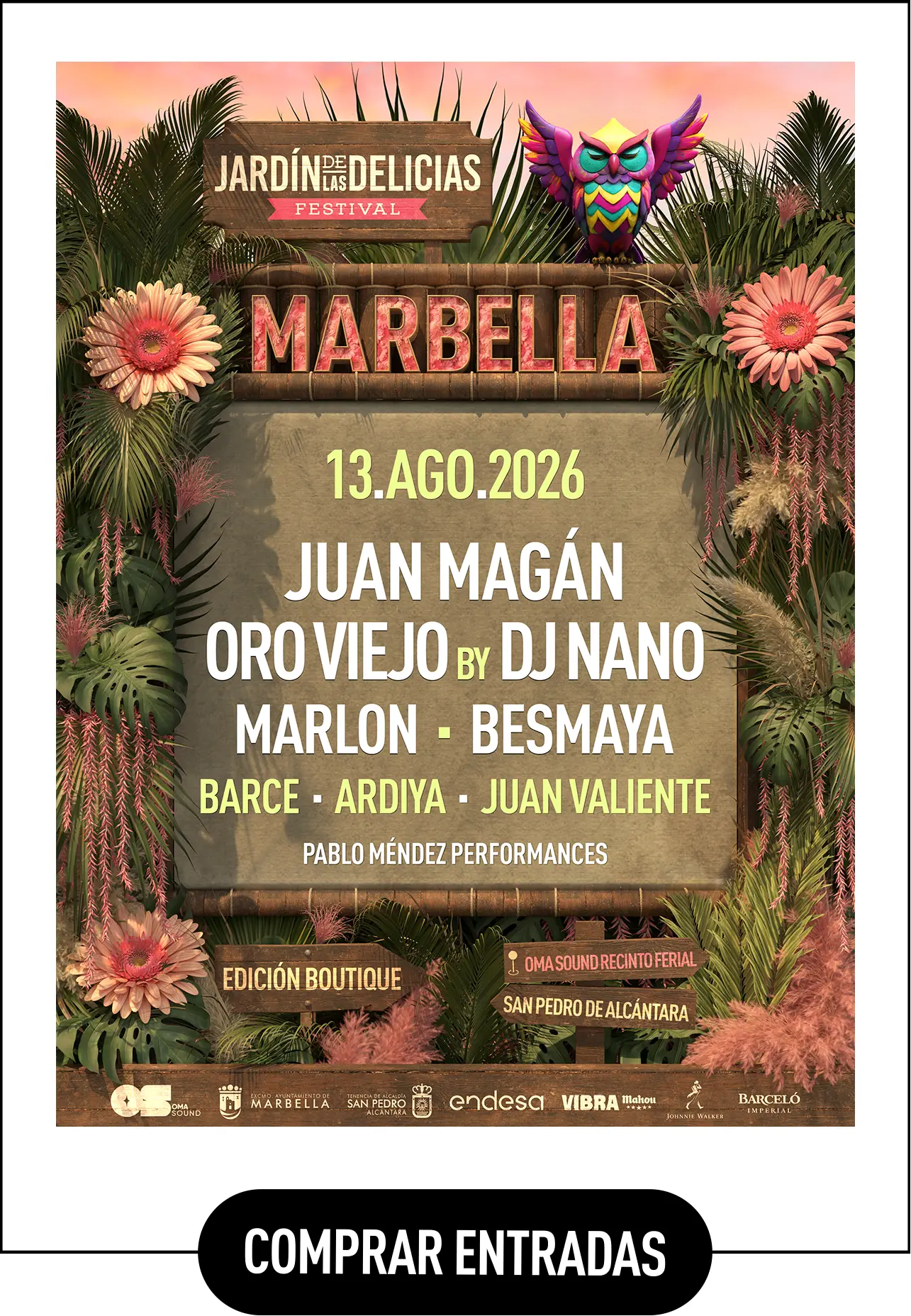Cartel Jardín de las Delicias Festival Marbella 2026