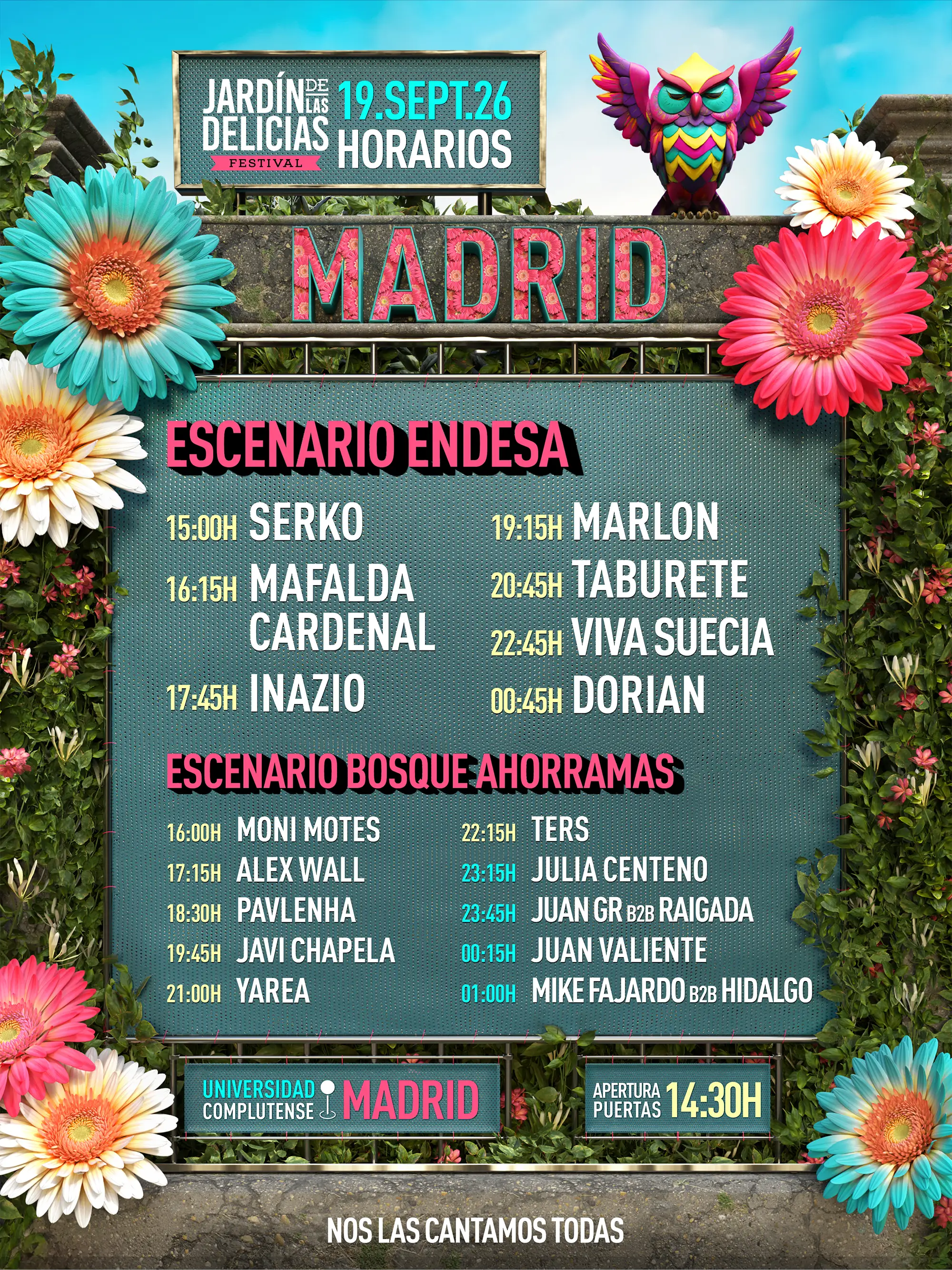 Horarios Sábado Jardín de las Delicias Festival Sevilla 2026