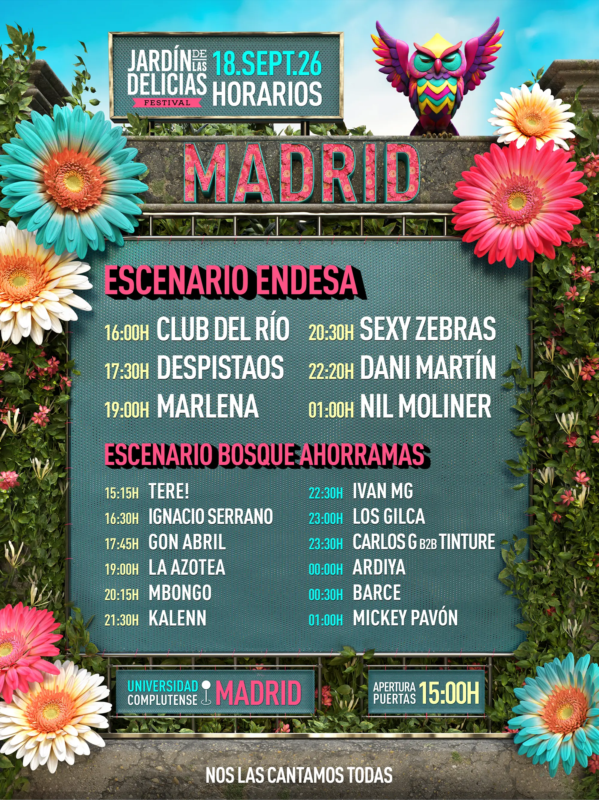 Horarios Viernes Jardín de las Delicias Festival Madrid 2026